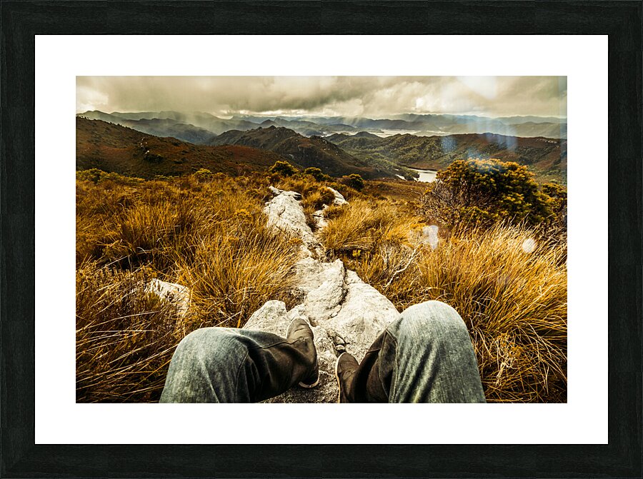 Trekking Tasmanian mountains Picture Frame print