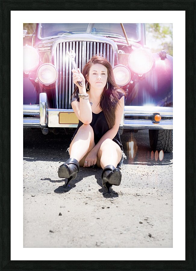Mechanic Fixing Car Picture Frame print