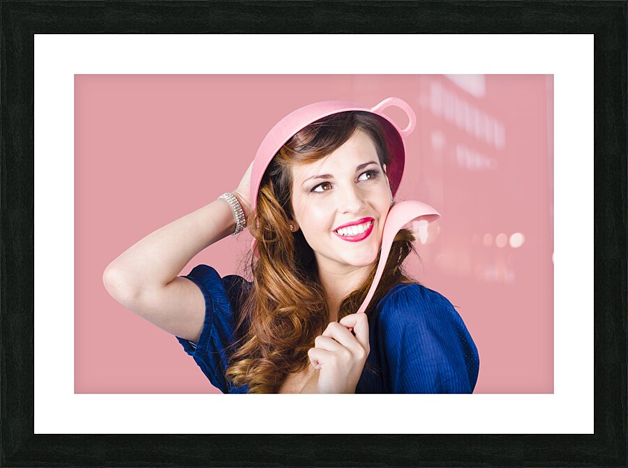 Pinup cook in funny pose Picture Frame print