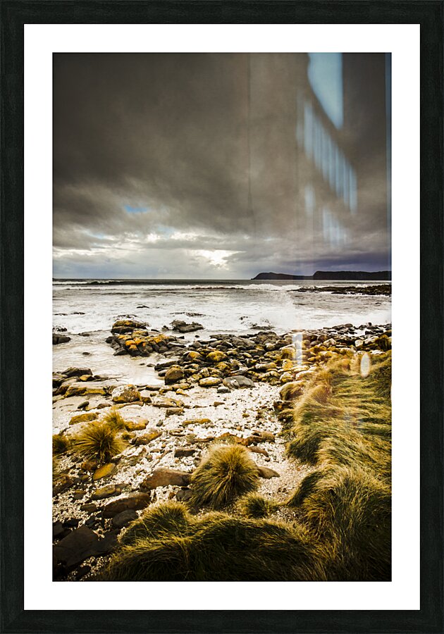 Beach storms and turbulent seas Picture Frame print