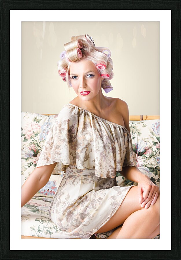 Young beautiful woman. Immaculate blond hairstyle Picture Frame print