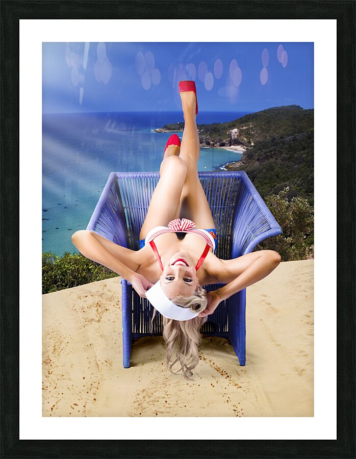 Retro Girl On Travel Trip To Down Under Australia Picture Frame print