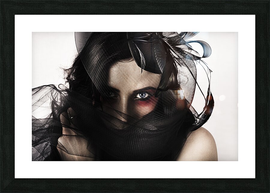 Vouge Fashion Model Wearing Vintage Style Headwear Picture Frame print