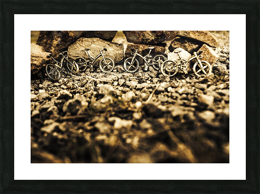 Rustic mountain bikes Picture Frame print