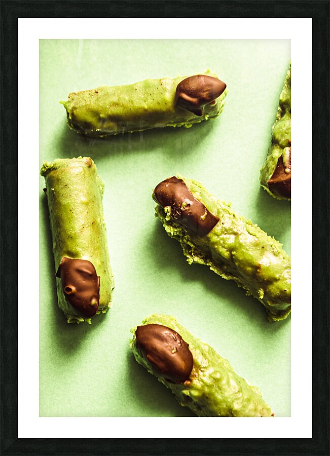 Ghastly green Halloween finger food Picture Frame print
