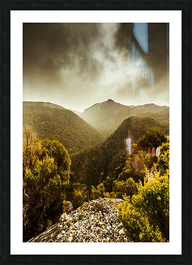 Foggy mountainous forest Picture Frame print