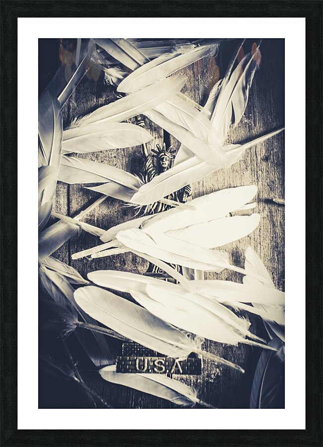 Feathers of freedom and the statue of liberty Picture Frame print