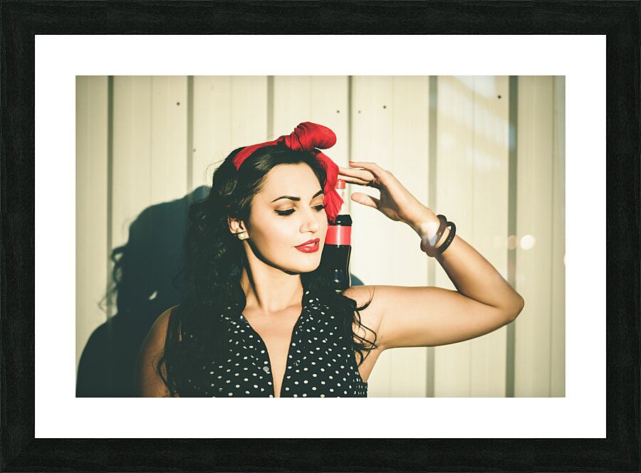 Retro advert. Seventies drive-thru gals Picture Frame print