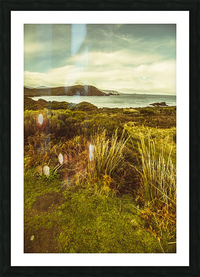 Grassy hills and distant mountains Picture Frame print