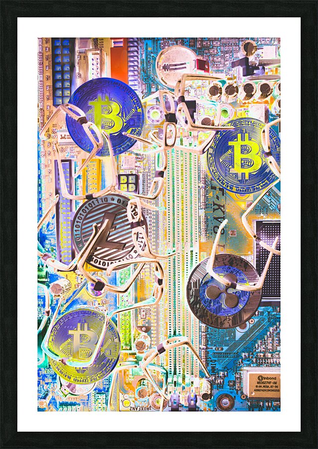 Cryptocurrency circuitry Picture Frame print