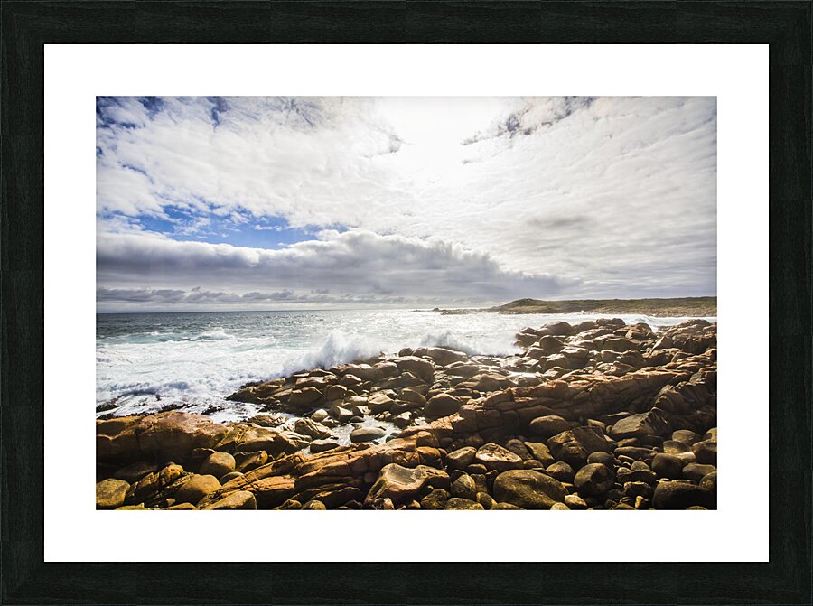 Sun rising over the ocean Picture Frame print