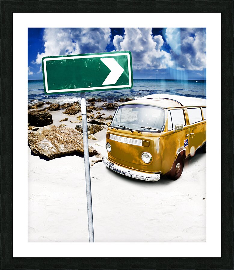 Retro Beach Van Picture Frame print