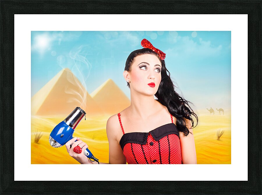 Brunette girl working up a hot Egyptian hair style Picture Frame print