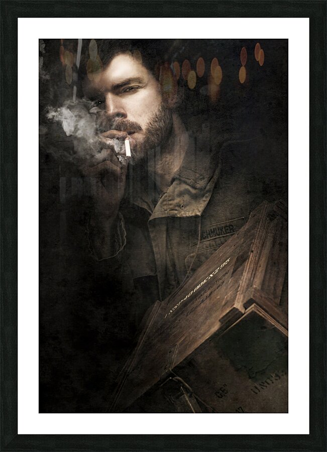 WW2 Ground Infantry Soldier Carrying Ammunition Picture Frame print