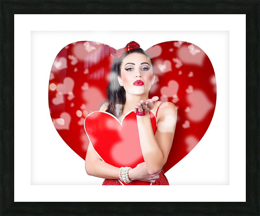 Beautiful girl in a bright love romance Picture Frame print