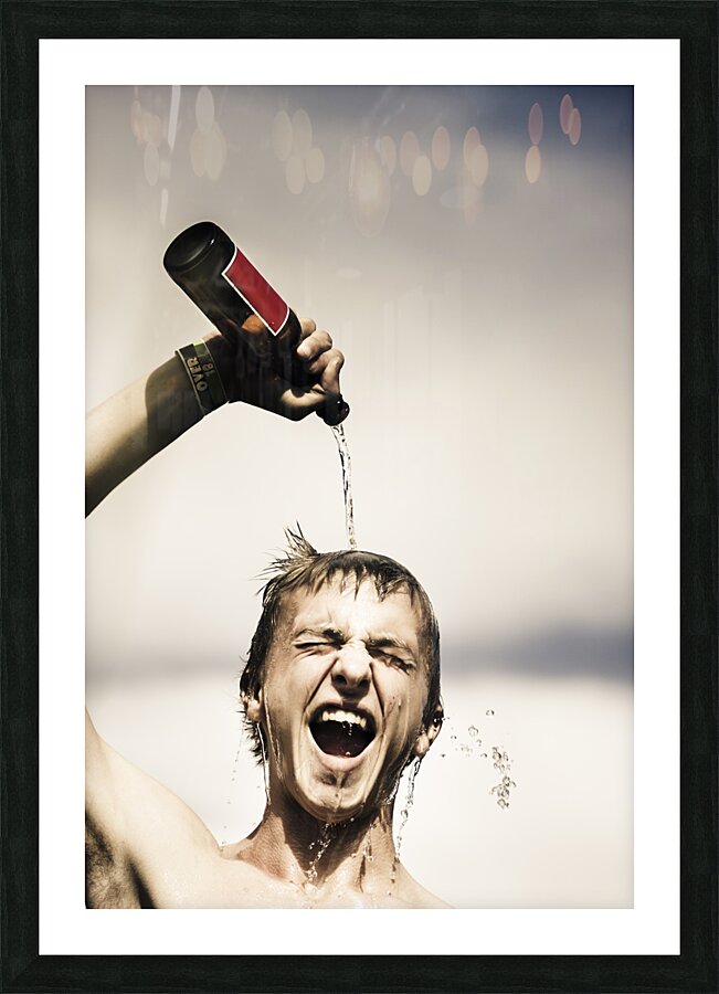 Crazy young Irish man celebrating St Patricks Day  Picture Frame print