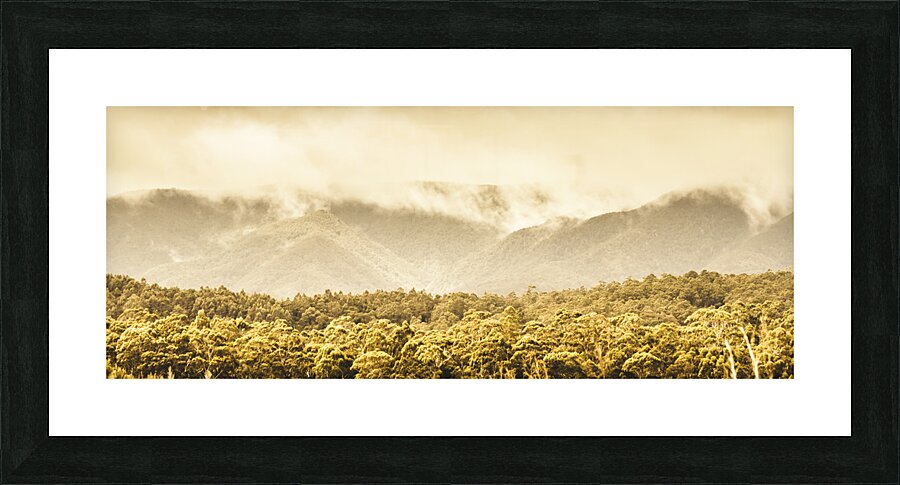 Layered depths of forests mountains and fog Picture Frame print