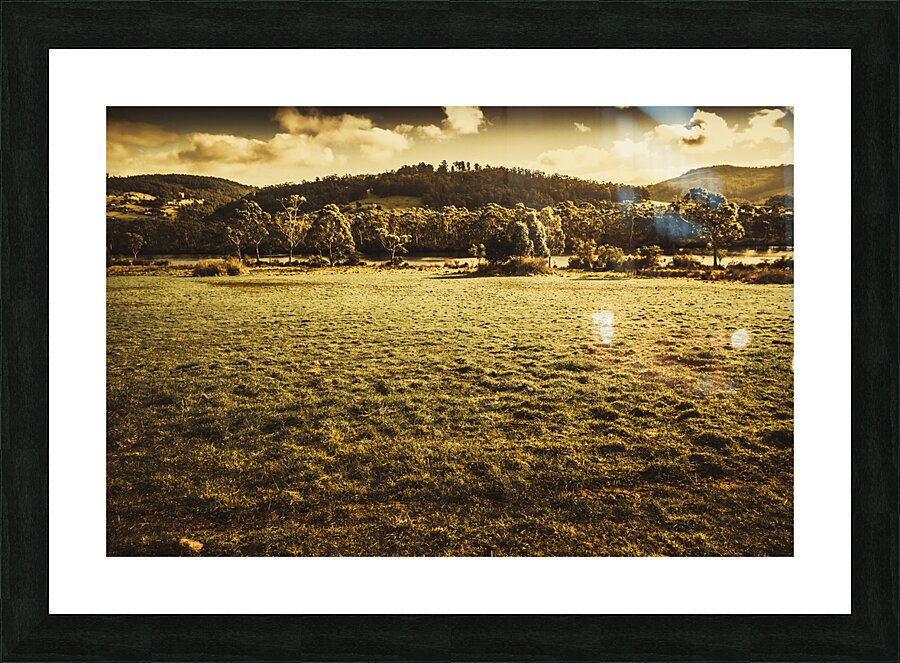 Open fields of Woodstock Tasmania Picture Frame print