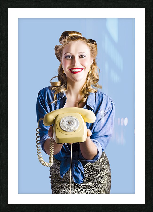 Retro receptionist Picture Frame print