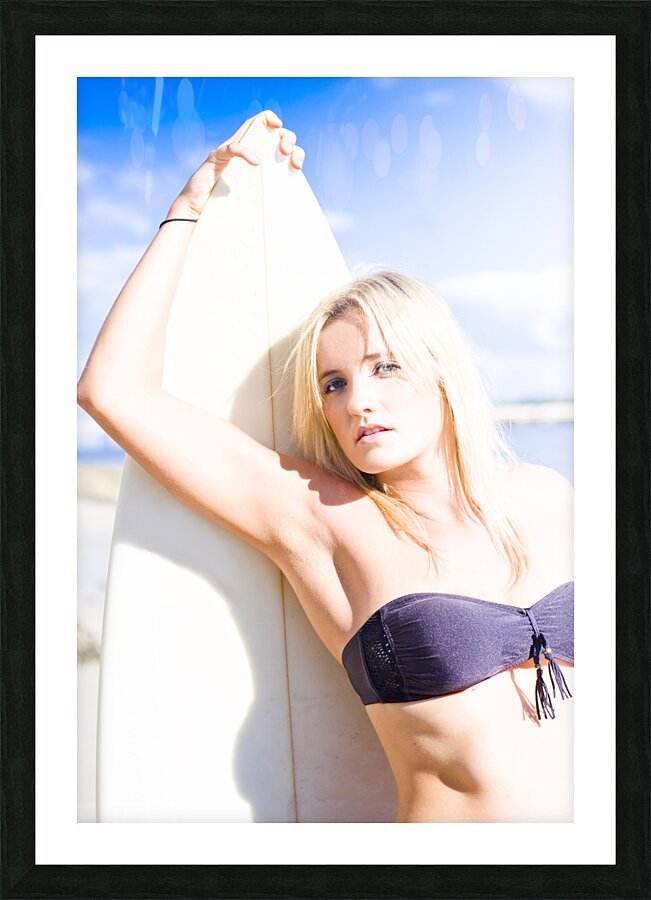 Summer Surfing Woman Picture Frame print