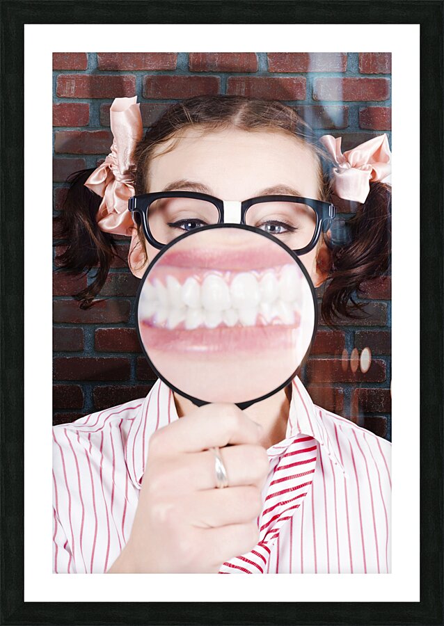 Funny Dentist Showing White Teeth And Big Smile Picture Frame print