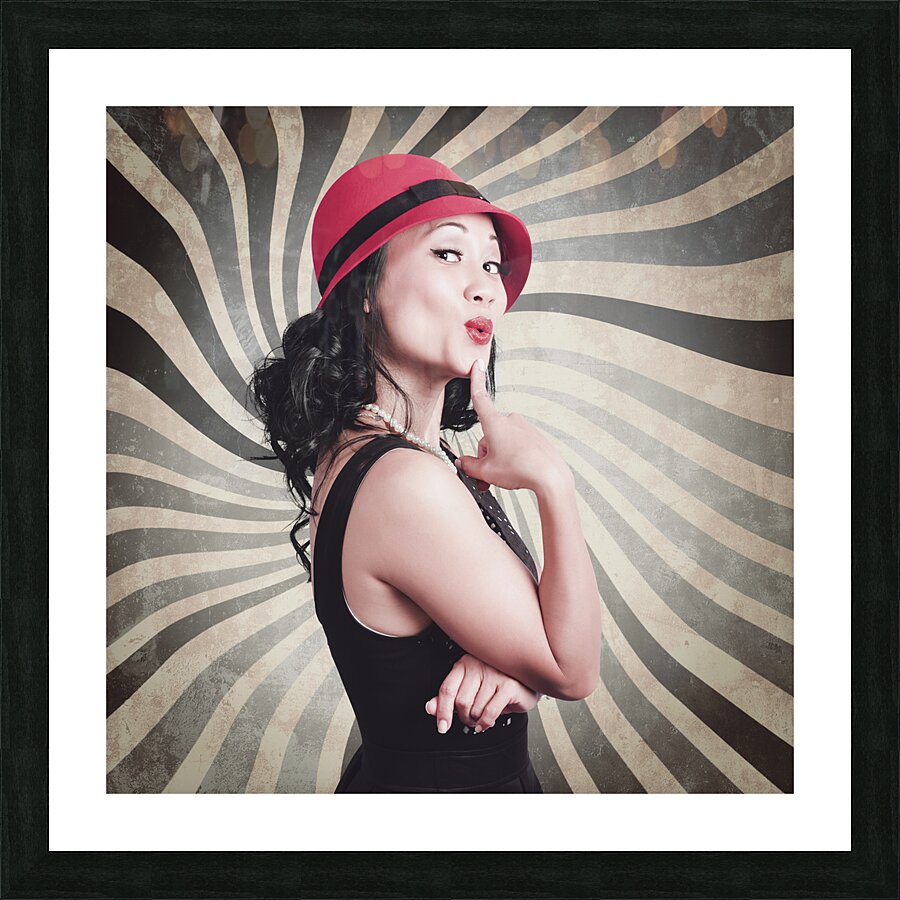 Beautiful model in vintage fashion accessories  Picture Frame print