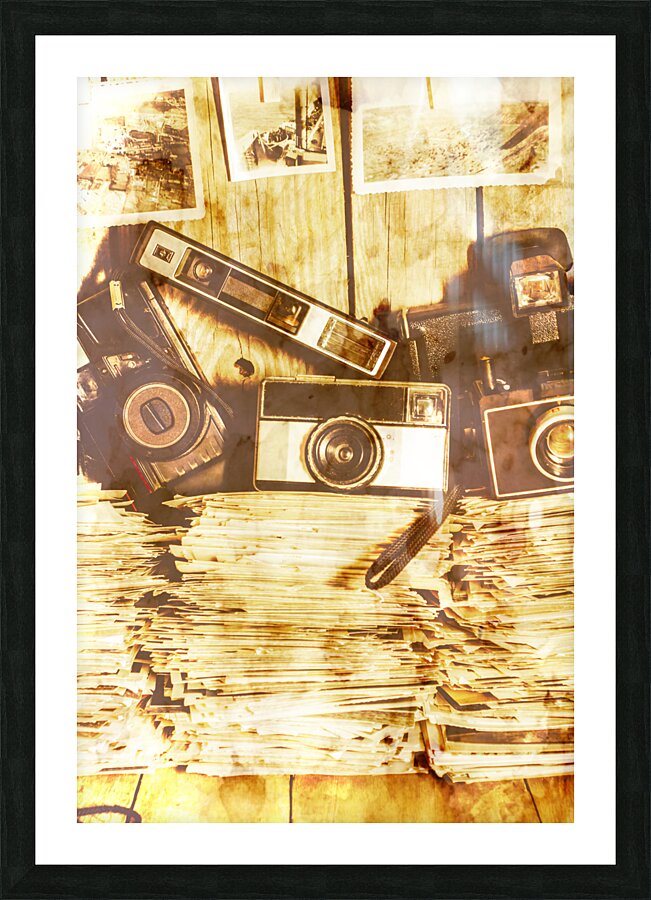 Retro film cameras Picture Frame print
