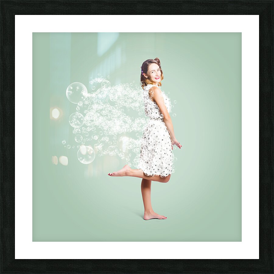 Soap suds pin up girl Picture Frame print