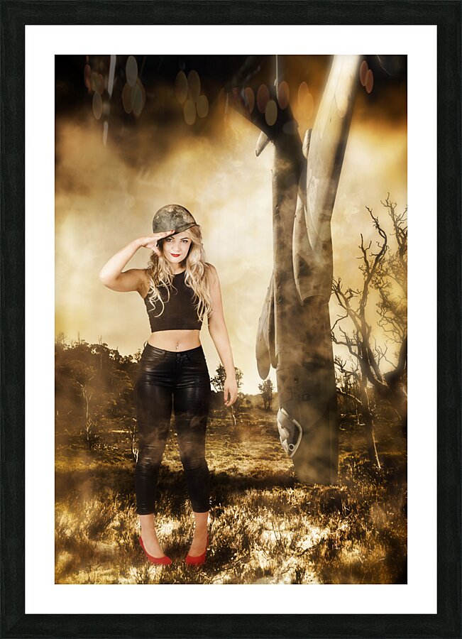 Tough Australian pin-up girl. Spirit of the ANZAC Picture Frame print