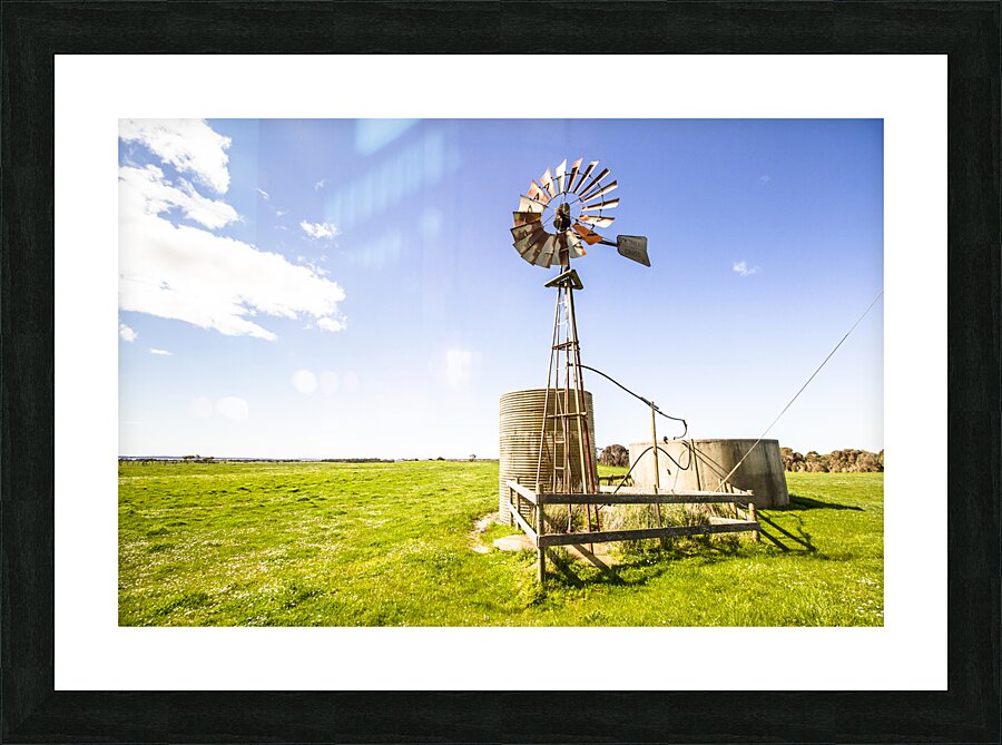 Wind powered farming station Picture Frame print