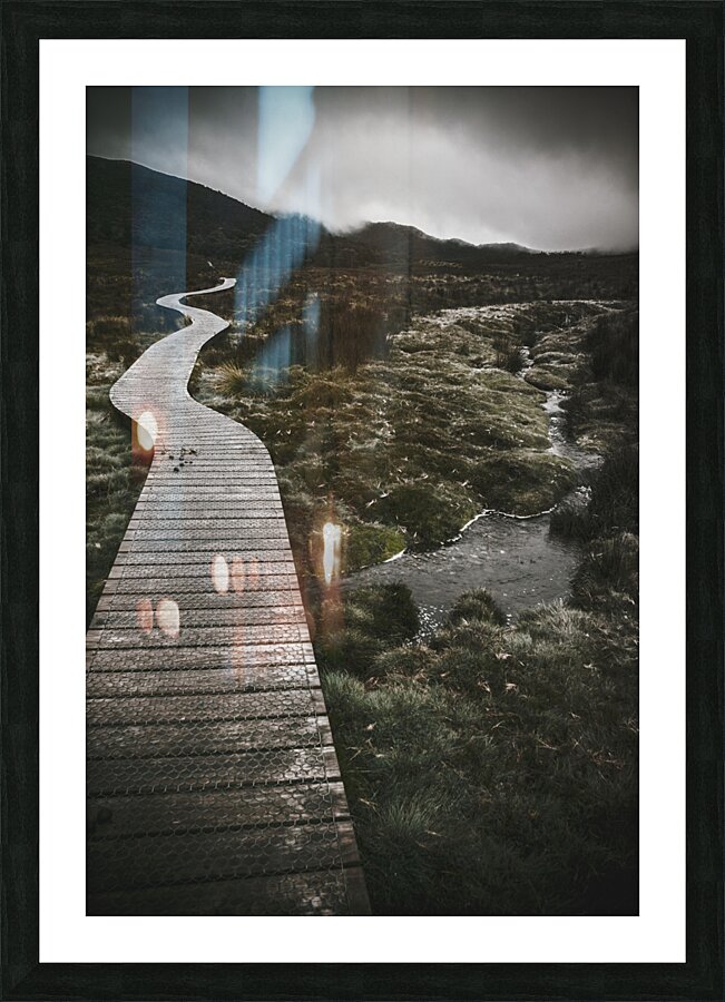 Dark dramatic winter landscape. Path of division Picture Frame print