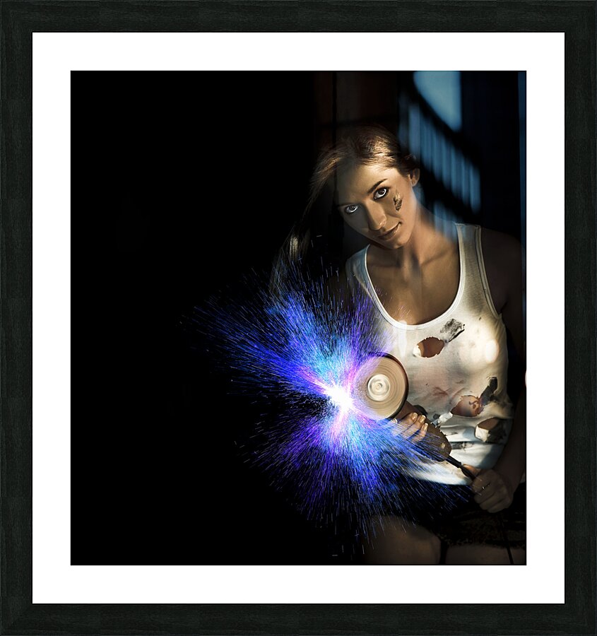 Working Woman With Industrial Tools Picture Frame print