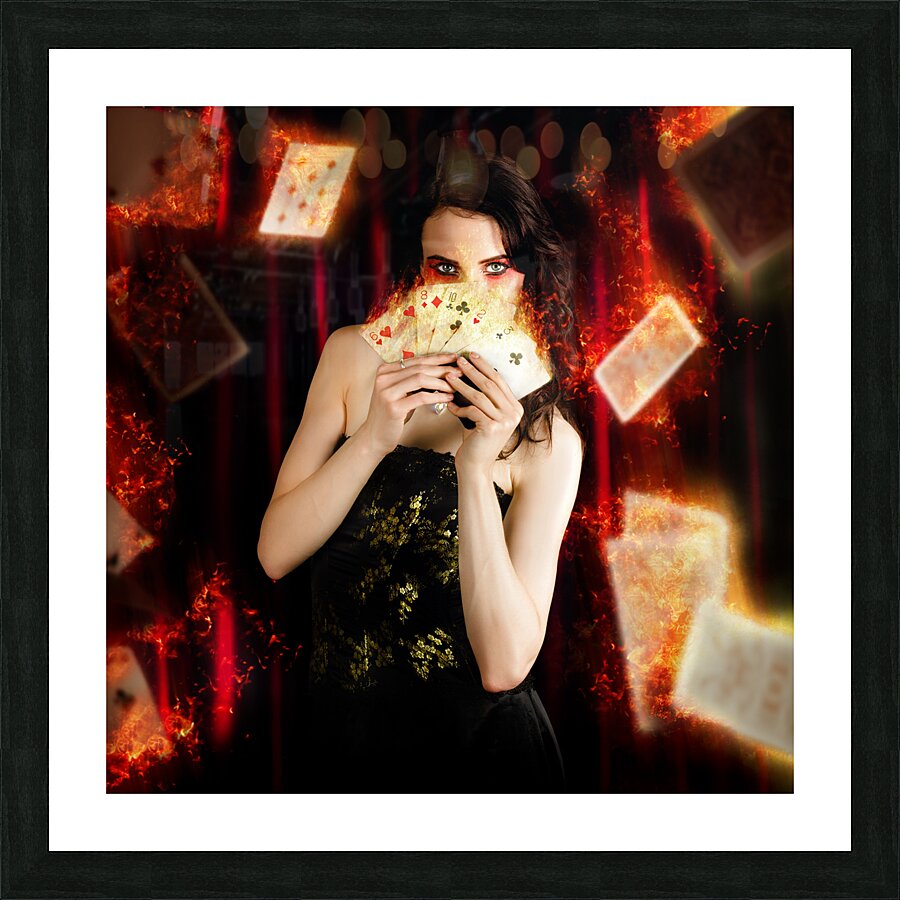 Tarot Magician Holding Magic Fire Cards Of Fate Picture Frame print