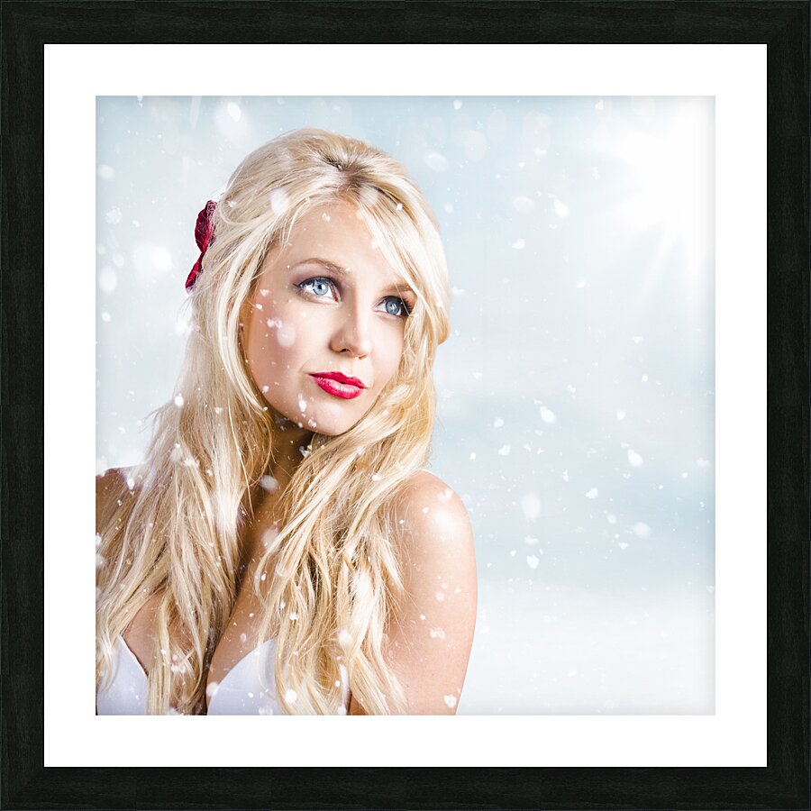 Snow pinup girl Picture Frame print
