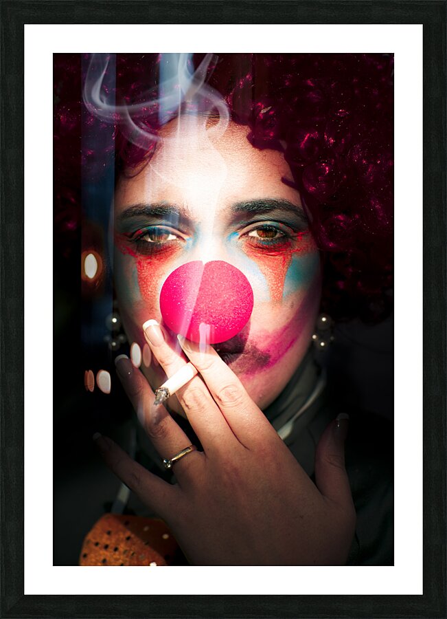 Smoking clown Picture Frame print