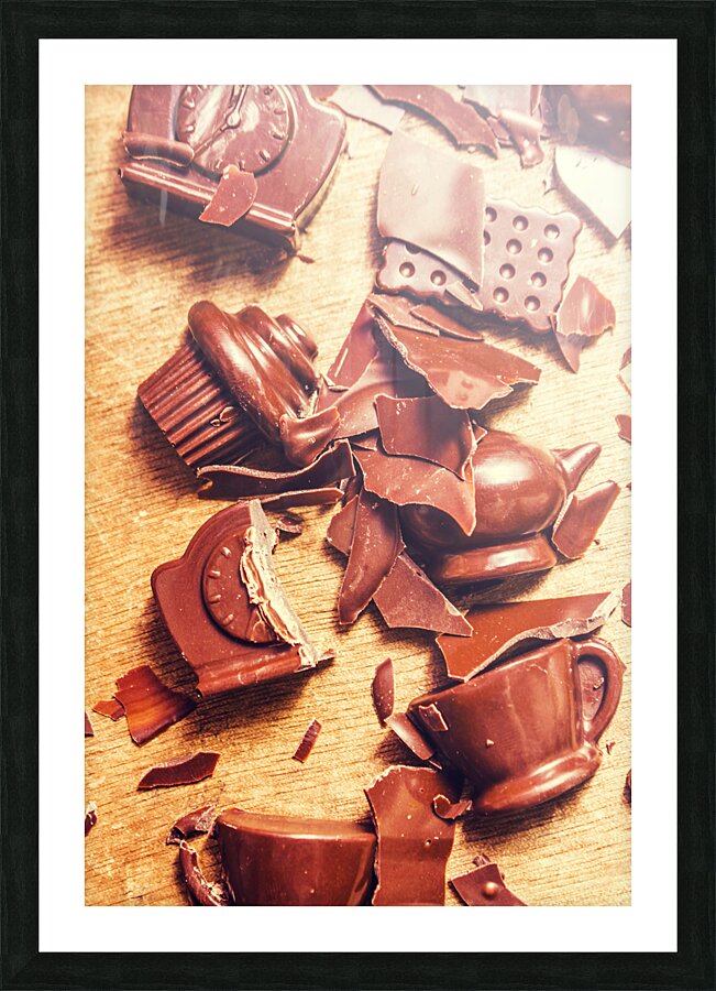 Chocolate tableware destruction Picture Frame print