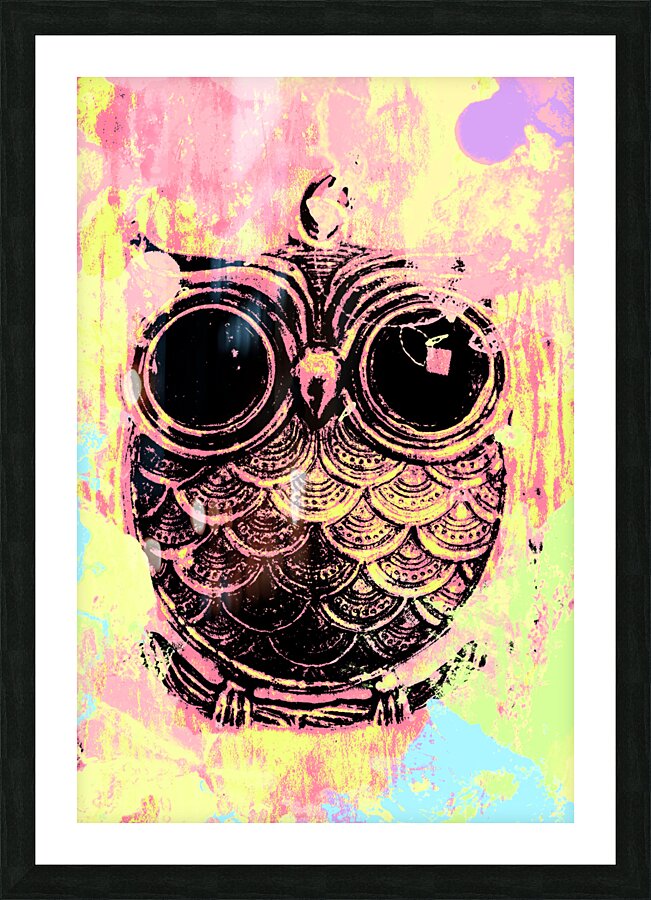 Pop art owl watercolour Picture Frame print