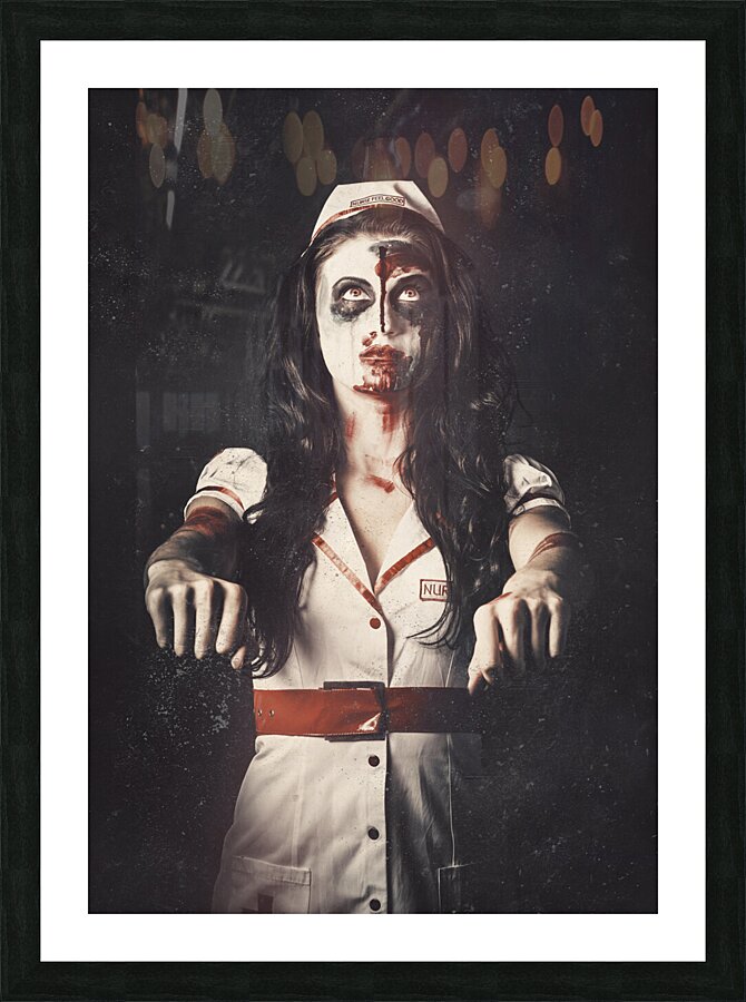 Vintage walking dead horror nurse Picture Frame print