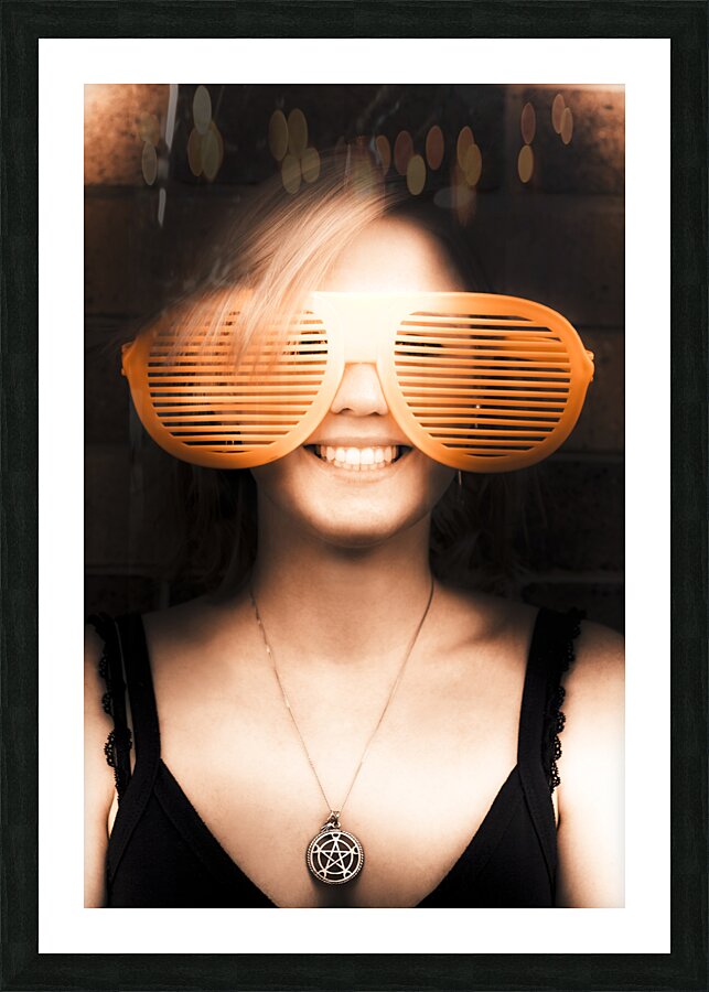Woman With Funny Sunglasses Picture Frame print