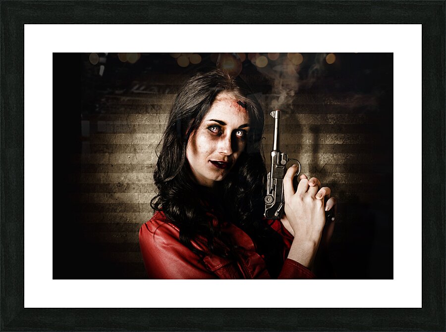 Dead Private Eye Detective Holding Smoking Gun Picture Frame print