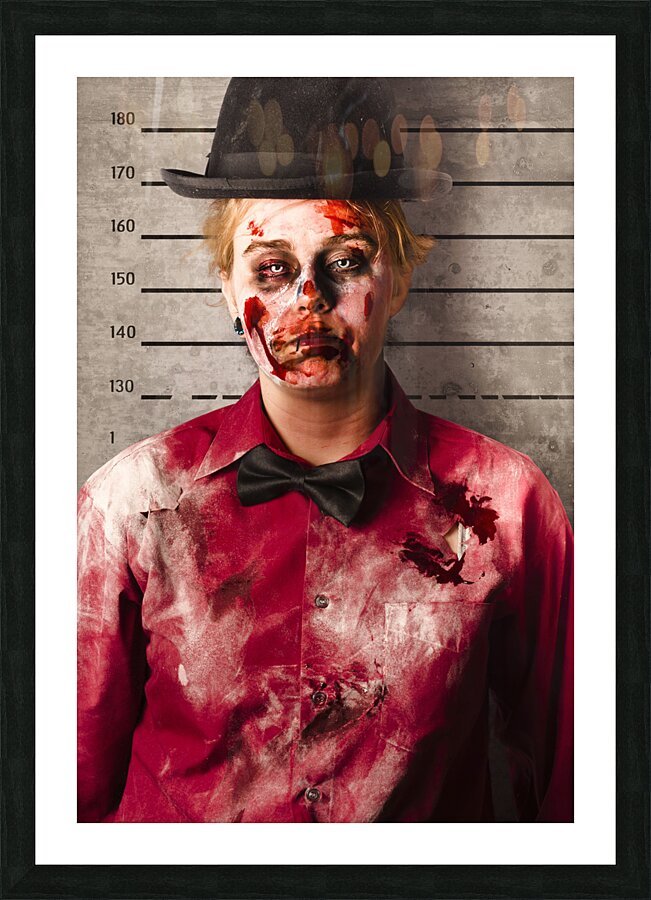 Monster police mug shot. Creepy criminal Picture Frame print