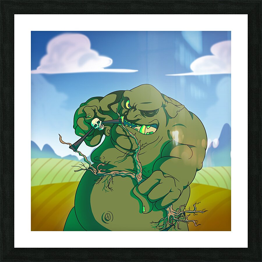 Fantasy ogre monster guarding fort Picture Frame print