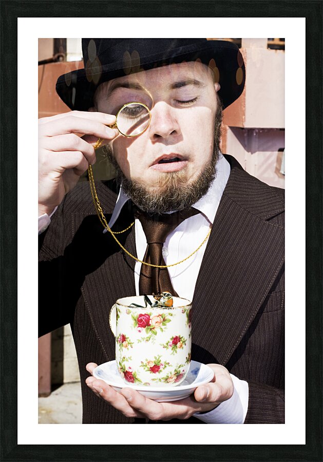 Man Dumbfounded By A Floating Fly Picture Frame print