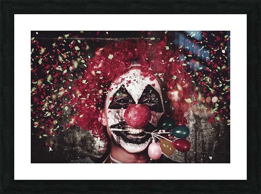 Carnival clown with balloon cake decoration Picture Frame print