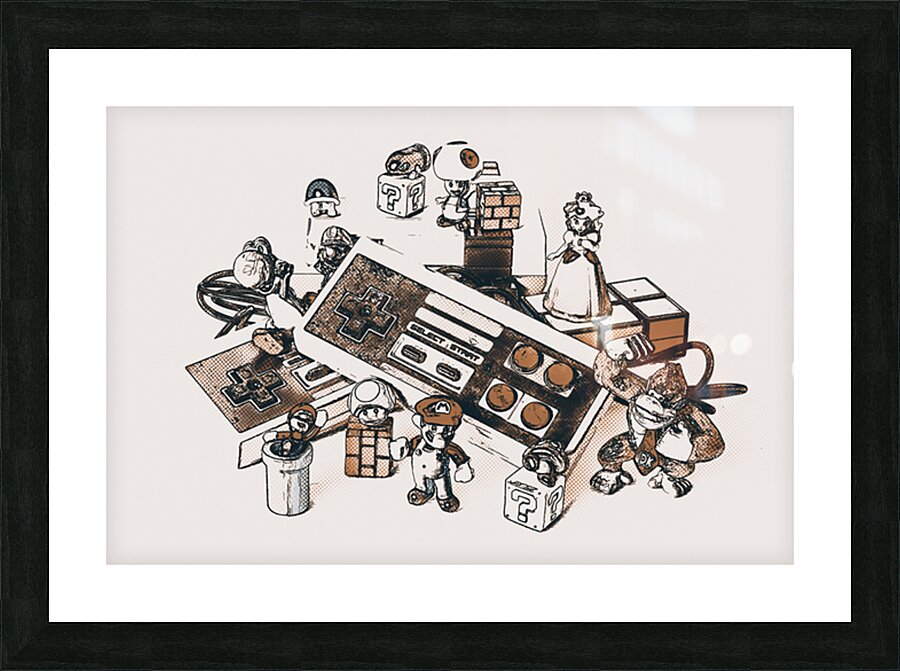 A retro gaming landscape Picture Frame print