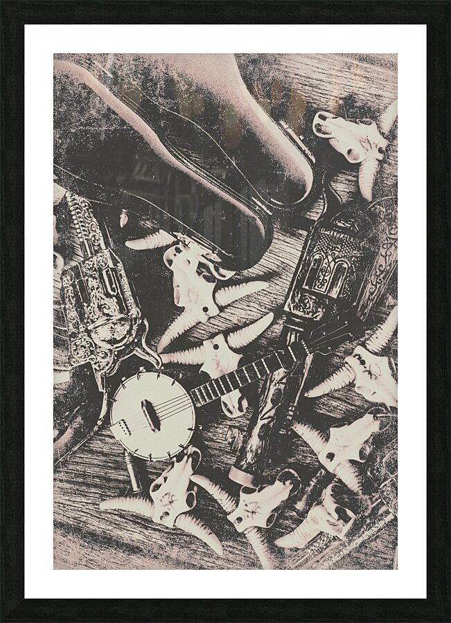 Skulls and strings Picture Frame print