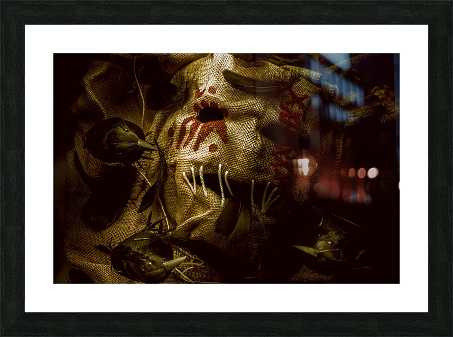 Burlap and feather Picture Frame print