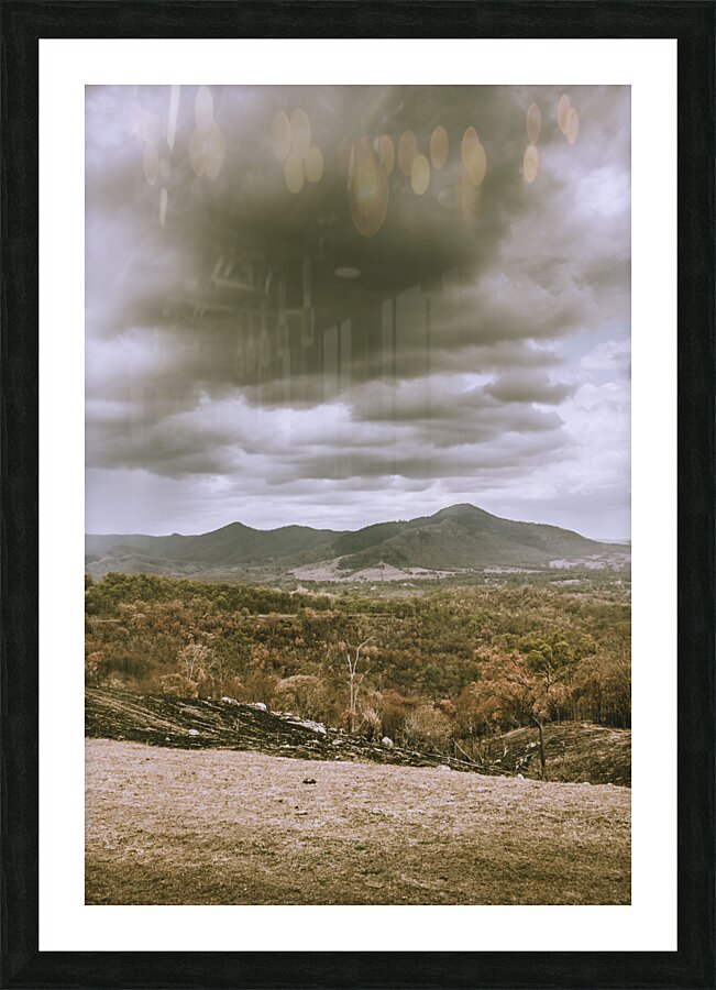 Dramatic cloudshadows over Mt Perry Queensland Picture Frame print