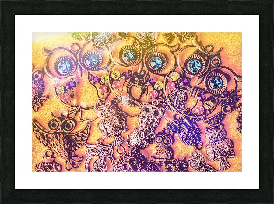Retro owl charms Picture Frame print