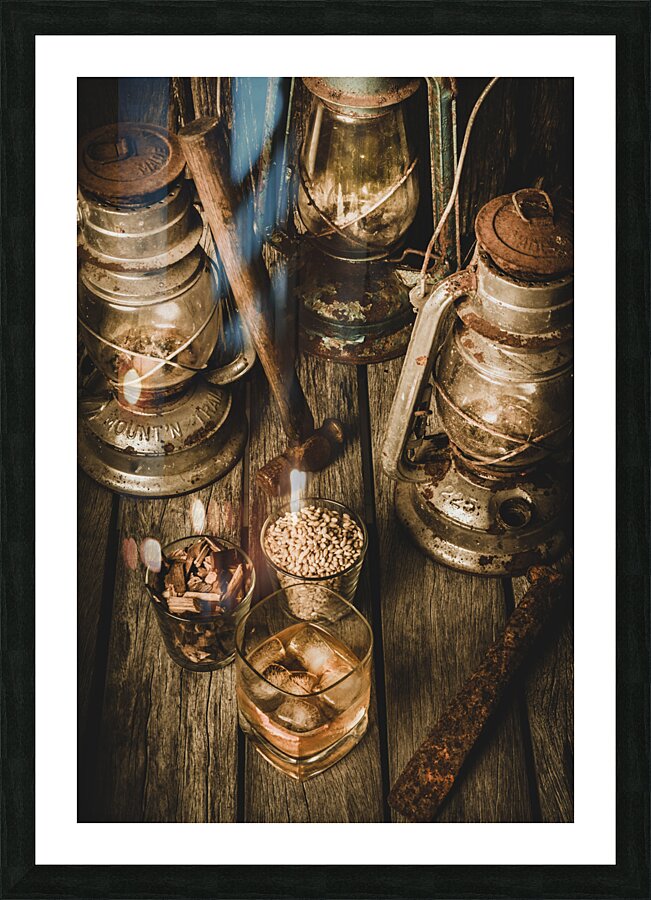 Weathered wooden whisky  Picture Frame print